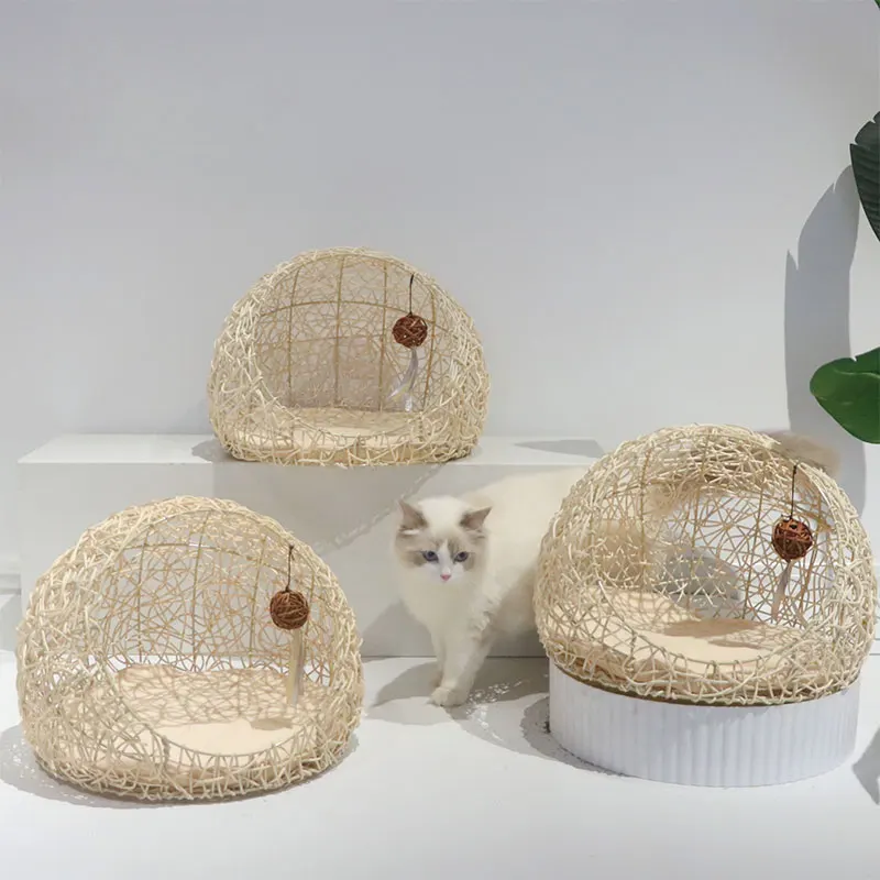 

GY Cat Nest Summer Four Seasons Universal Rattan Kittens Cat Bed Cat Supplies Pet House Toy Removable and Washable Kennel Cool