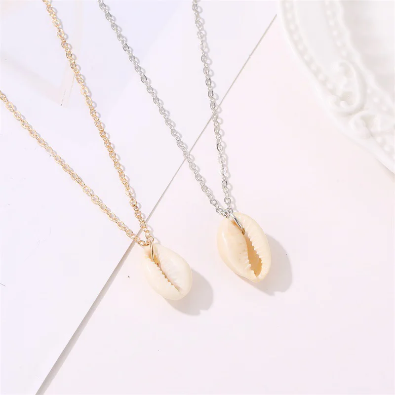 Богемное ожерелье-подвеска из ракушка коври для женщин модные пляжные ожерелья с