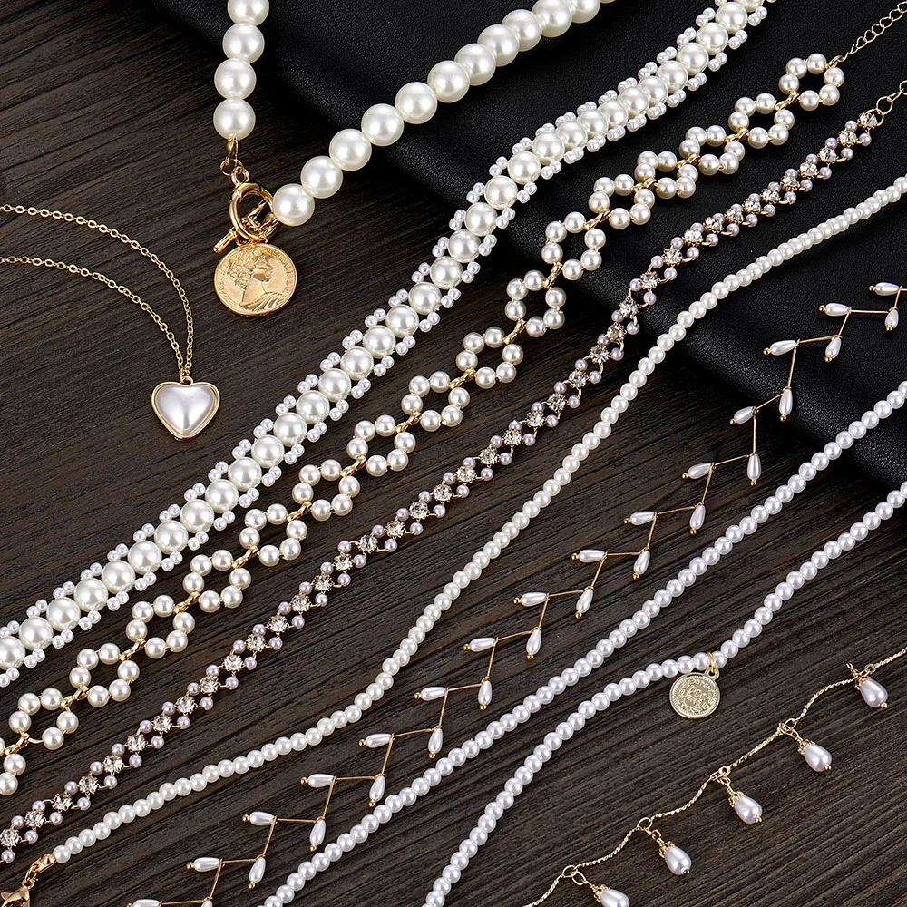 

South Korea Punk Delicate Ms Pearl Necklace Restoring Ancient Ways Multilayer Luxury Fashion Girl Collarbone Chain Jewelry Gifts