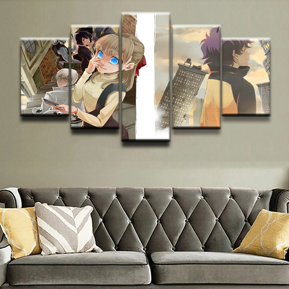 

Home Decoration Canvas Living Room Modern Frame HD 5 Panel Anime Character Pictures Painting Wall Art Modular Printed Poster