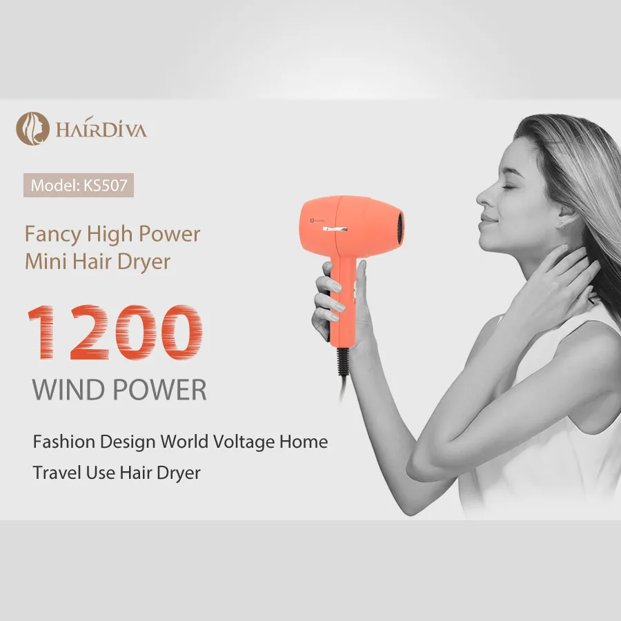 Fancy1200W высокомощный мини-фен для волос, стильные Фены для отелей, фен и объемный фен для волос, HairDiva Secador De Cabelo