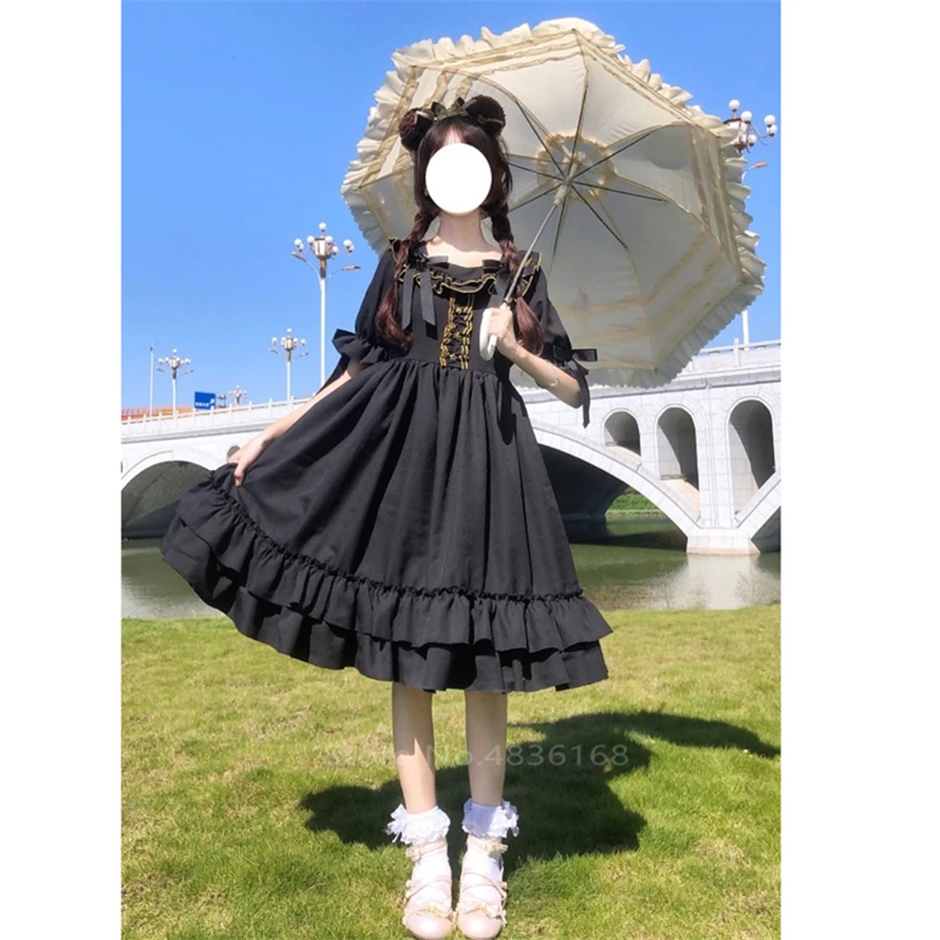 Платье Лолиты в готическом стиле черная принцесса Kawaii элегантная уличная мода