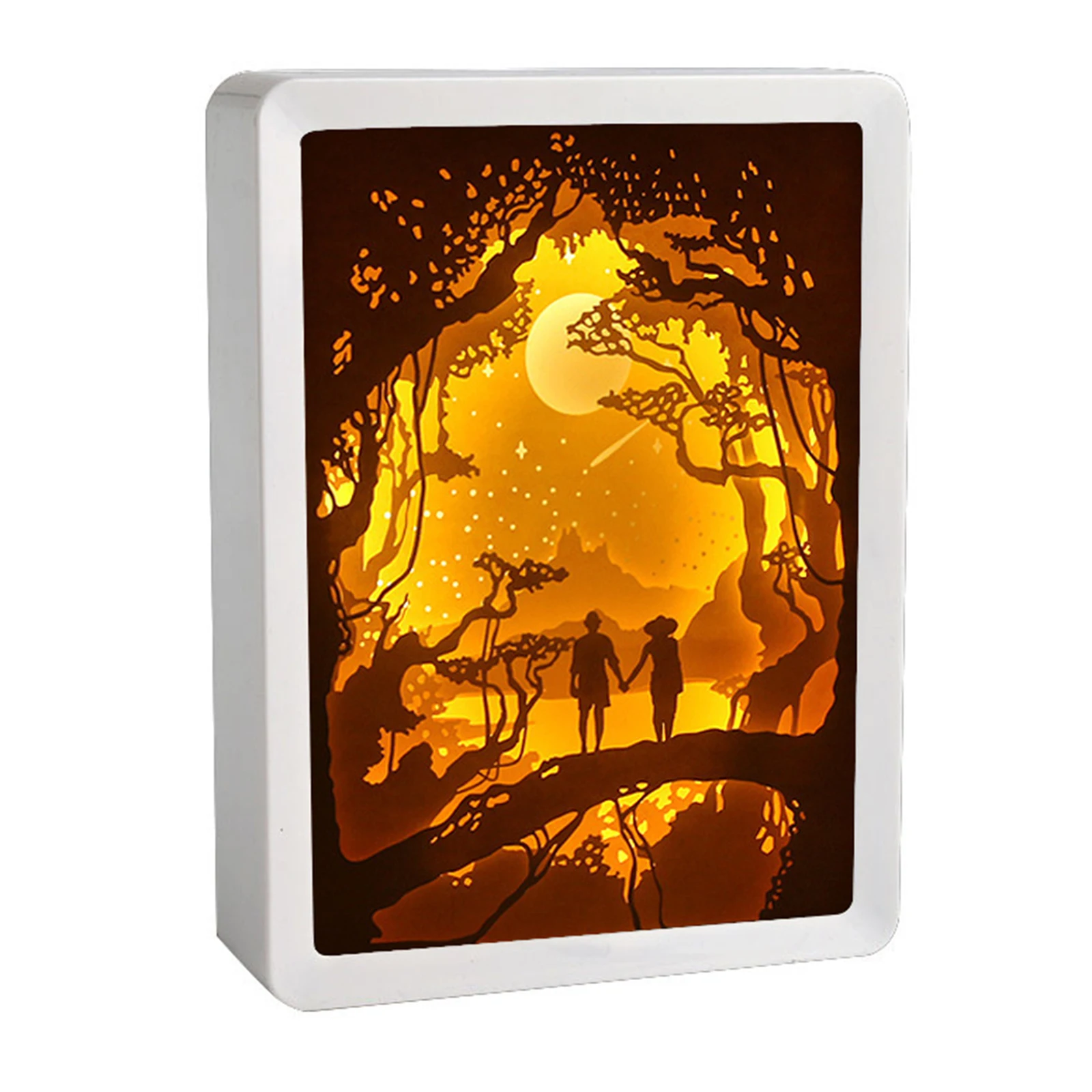 

Valentine's Day Gift 3D Paper Carving Night Light Shadow Box Paper Sculptures Table Lamps Decorative Mood Light Table Lamp