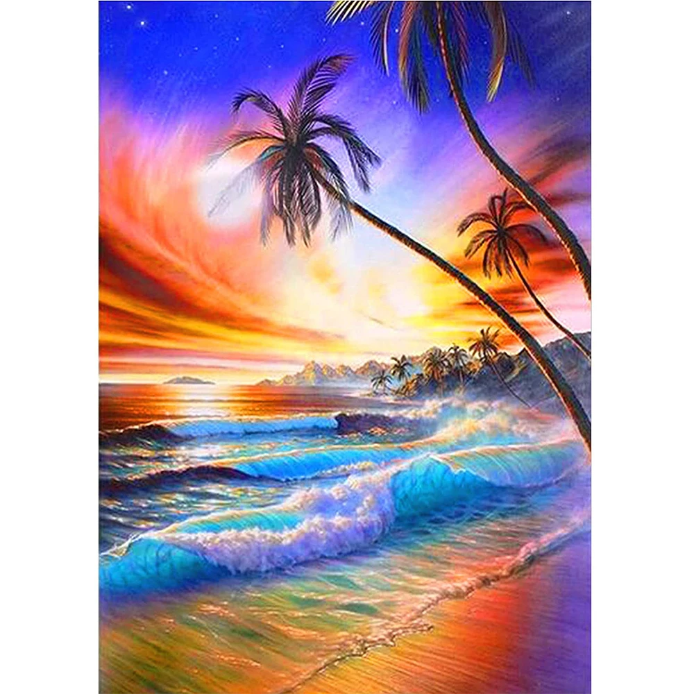 Вышивка морской пейзаж песчаный пляж 11CT Набор для вышивки крестом рукоделие