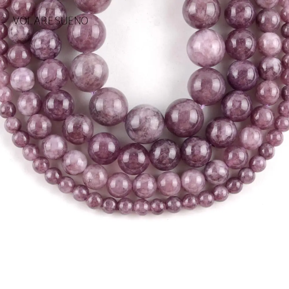 Круглые Бусины Из Натурального лепидолита для изготовления ювелирных изделий
