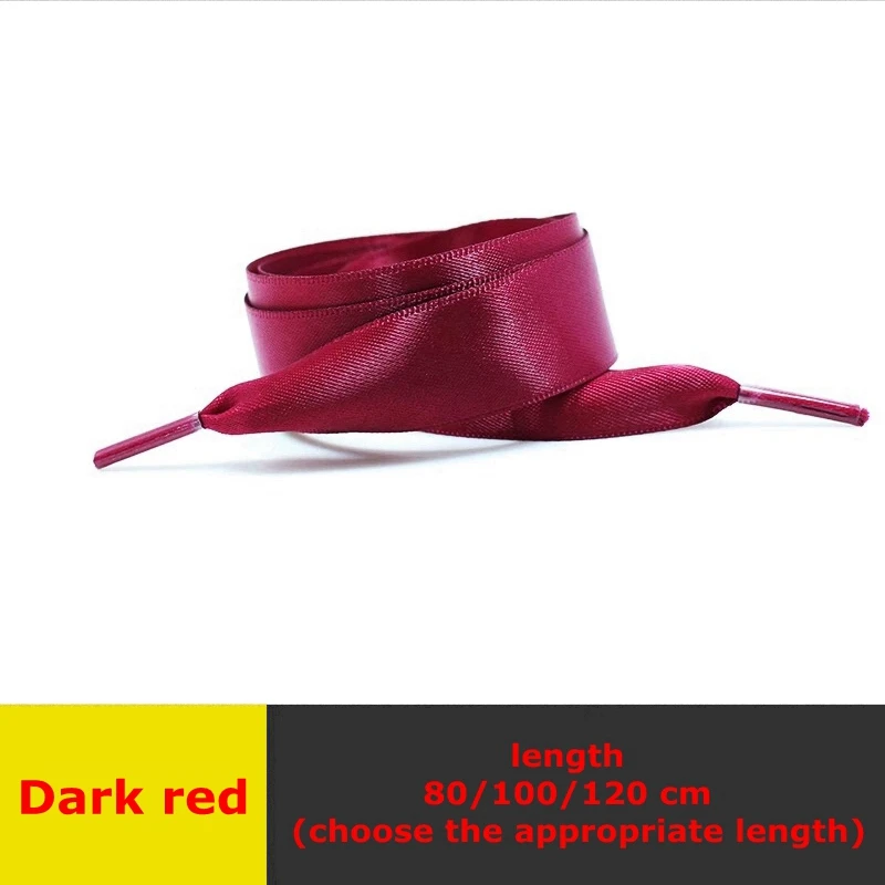Dark red 1 пара атласной ленты шелковая обувь шнурки для отдыха на открытом воздухе шнурки белые женские романтические модные шнурки 80 см/100 см/120 см - Цвет: Dark red
