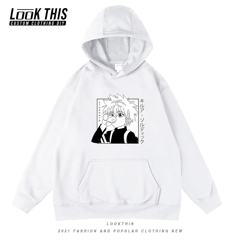 

Anime Hunter X Hunter Killua Zoldyck Devil Eye Hoodies Pullover Hooded sweatshirt baby boy clothes Harajuku Streetswear Hoodie