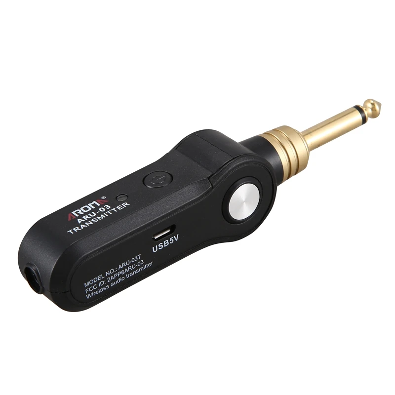 

AROMA ARU-03 UHF Wireless Audio Transmission System Transmitter Receiver Built-In Rechargeable for Guitar