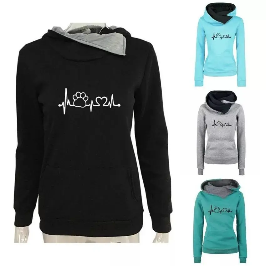 

Sweatshirts Women's Casual Cat Printing Long Sleeve autumn Pullover Pocket Pullover Tops Blouse Mujer Womens Sweatshirt