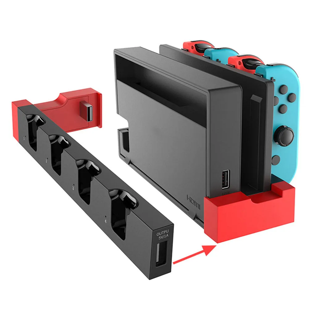 4 Слот контроллера Зарядное устройство для зарядки док-станции держатель для Nintendo Switch Joy-Con игровой консоли