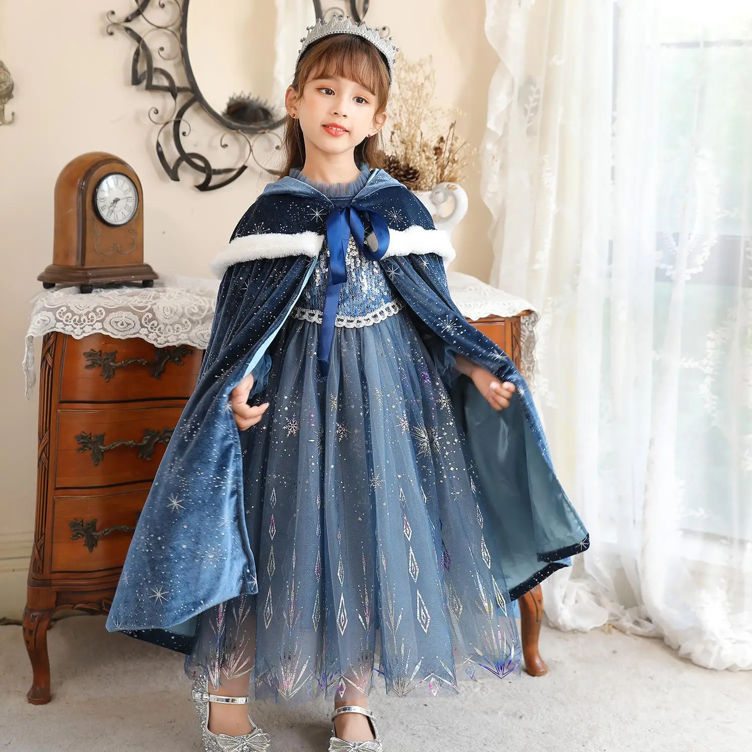 

Платье для косплея «Холодное сердце» для девочек, нарядный костюм принцессы Эльзы, Снежная королева, детвечерние одежда для вечеринки на Хэ...