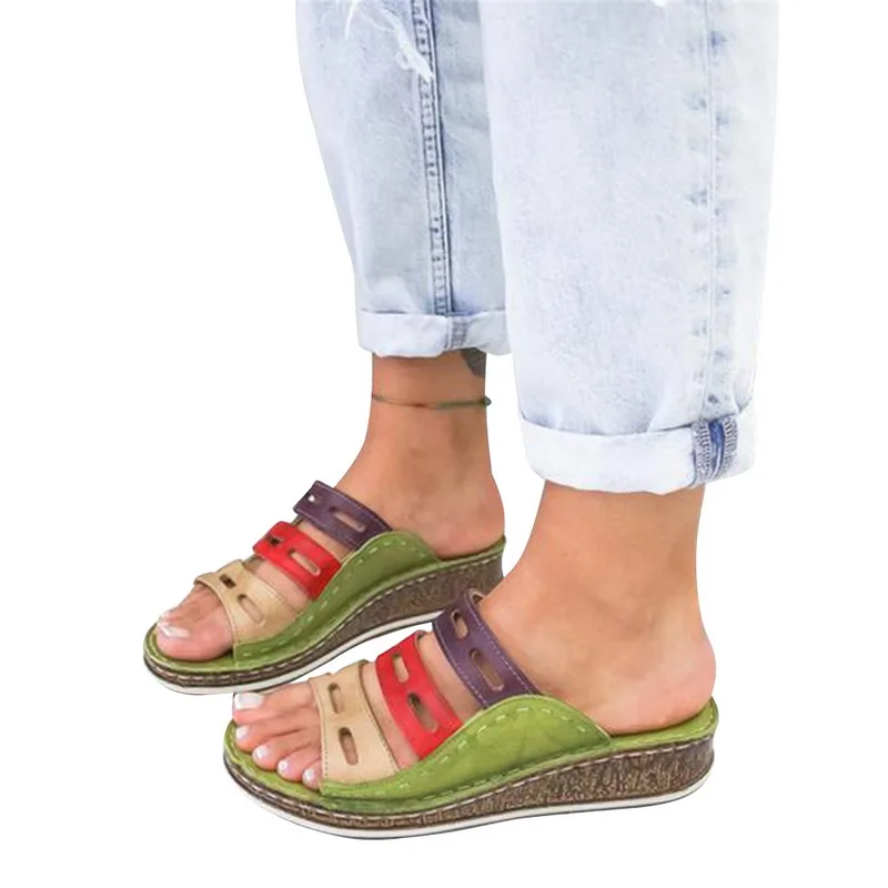 Hot Sale New Summer Women Sandals Stitching Ladies Open Toe Casual Shoes Platform Wedge Slides Beach Woman Shoe | Обувь