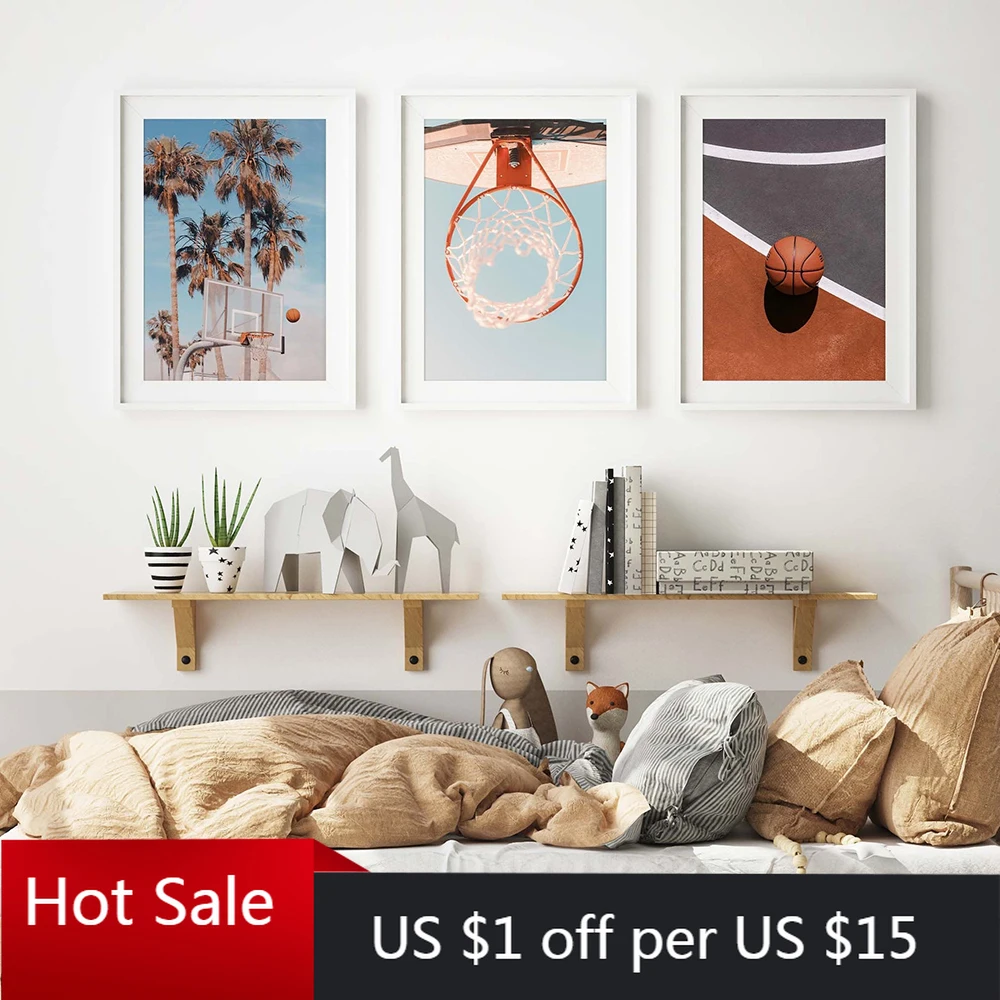 Баскетбольный плакат постер для баскетбола подарок пальма декор на стену