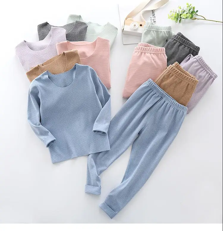 

Children's Thermal Underwear Set Heating Leggings Toddler Boys Girls Clothes Autumn Winter Traceless Home Wear Solid Warm Suit