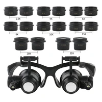 head wearing magnifier set with 2led 2 5x 4x 6x 8x 10x 15x 20x 25x magnifier glasses optical lens glass loupe for jewelry repair