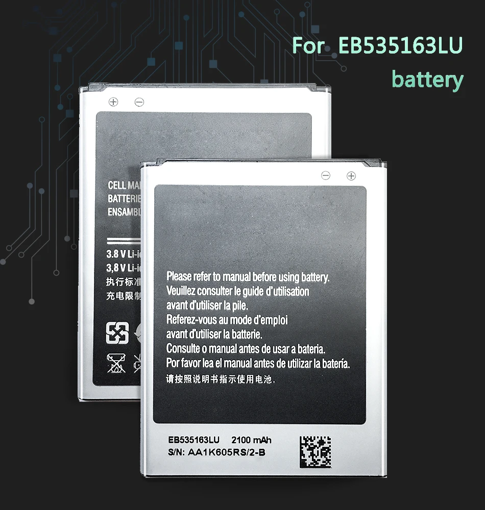 Телефон Батарея EB535163LU 2100 мА-ч для samsung GALAXY W T759 i8150 S8600 S5820 I8350 I519 X крышка S5690 N900P