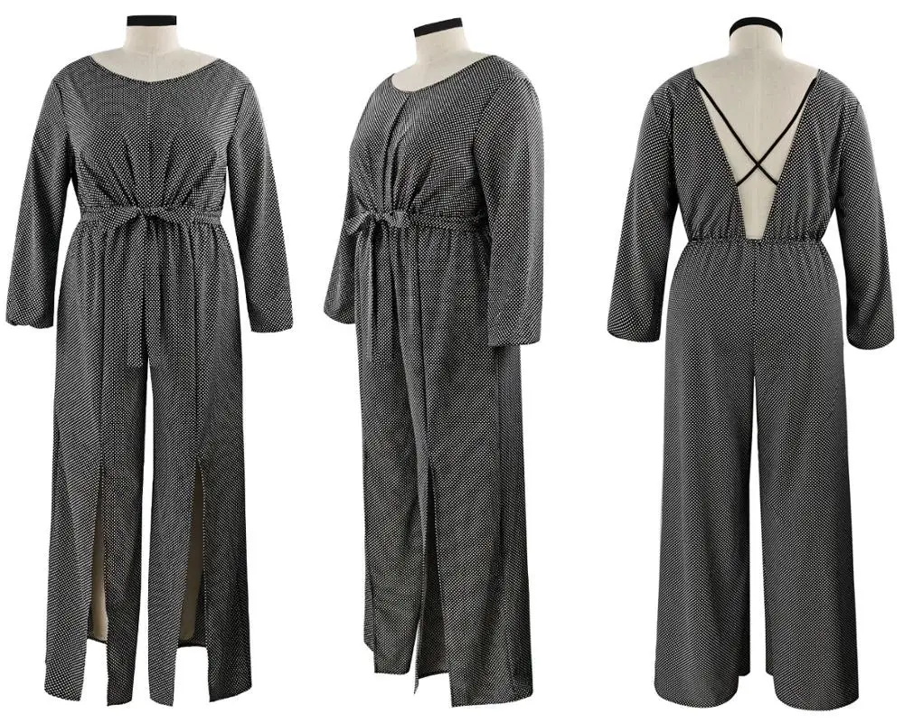

2020 New Retro Wave Dots Overalls Summer Women Rompers Female Jumpsuit Elegant Straight Jumpsuit Oversized 4XL Gift