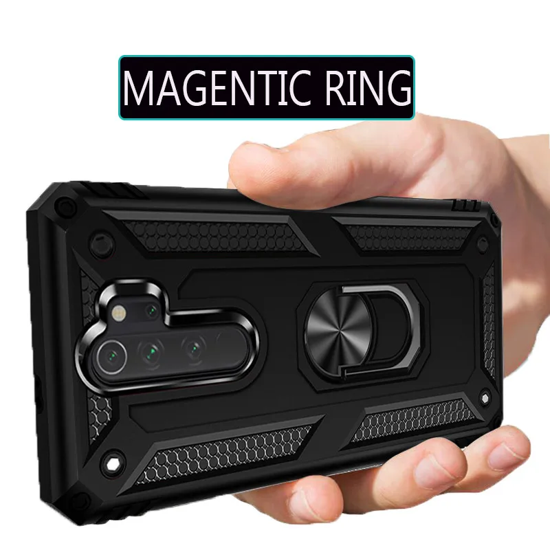 Роскошный Магнитный противоударный чехол с кольцом-держателем для Xiaomi Redmi Note 8 7 K20
