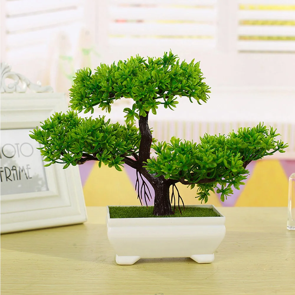 

1 Pieces ARTIFICIAL PLANT PLASTIC MINI PINE BONSAI TREE IN POT OFFICE HOME DECOR