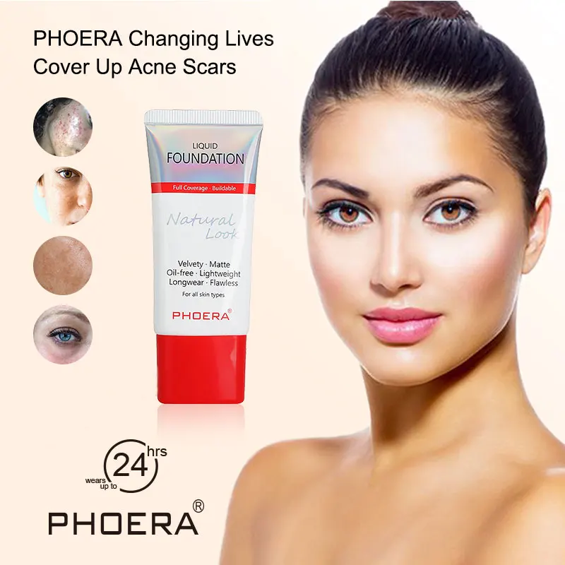 PHOERA Mineral Touch Oil Control Matte Skin-Friendly Liquid Foundation Makeup Full Coverage 24Hour Long Lasting TSLM1 |
