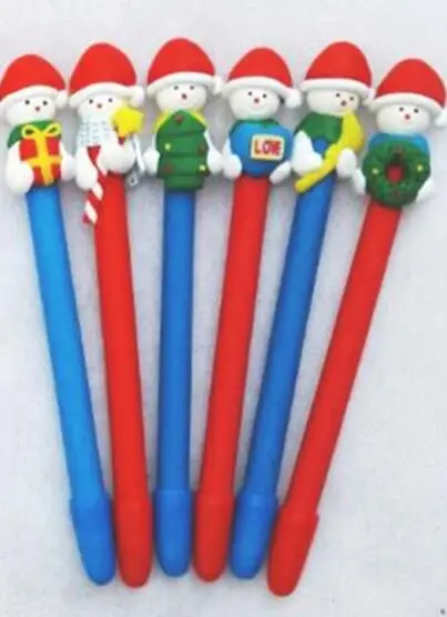 Only Mixed Snowman 5 шт./лот шариковая ручка с рождественской тематикой, шариковая ручка из полимерной глины с Санта-Клаусом и снеговиком в качестве канцелярских принадлежностей для офиса и школы - Цвет: Only Mixed Snowman