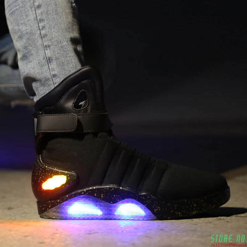 

Back To The Future Shoes Cosplay Marty McFly Sneakers Shoes LED Light Glow Tenis Masculino Adulto Cosplay Shoes Rechargeable