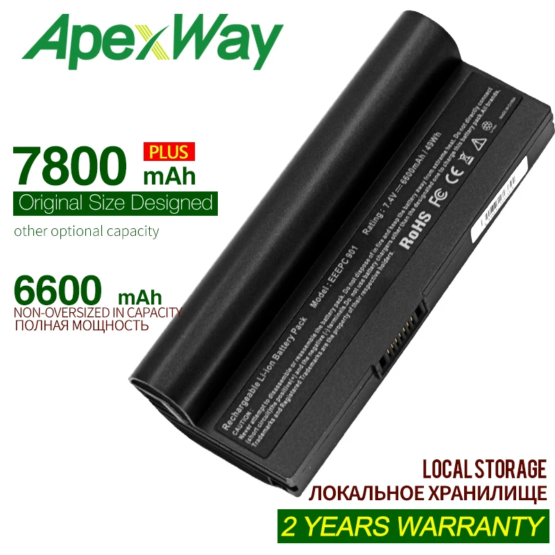 Черный аккумулятор ApexWay6600mAh Аккумулятор для ноутбука ASUS Eee PC 1000 1000H 1000HA 1000HD 1000HE 1000HG