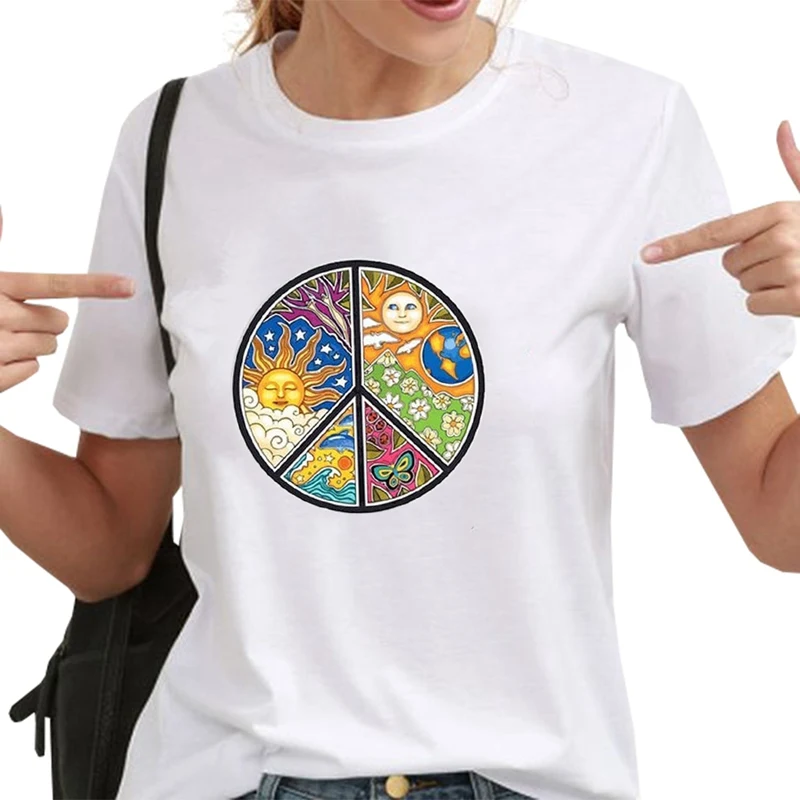 Женская футболка с надписью I'm Most peace love and светильник, женские летние свободные футболки, camiseta mujer S-XL