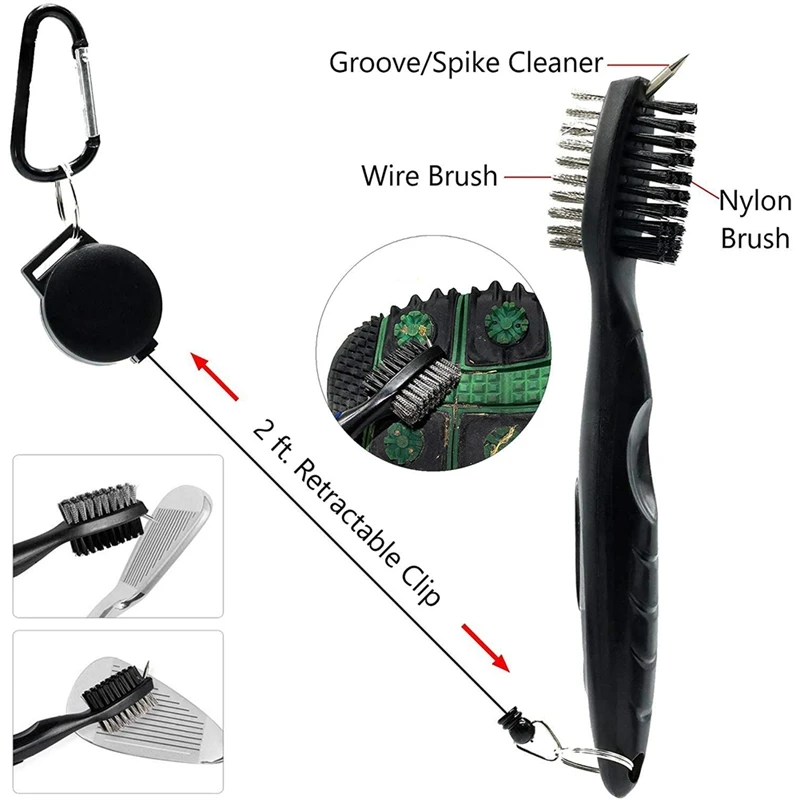 

New Sale Golf Club Cleaning Kit Microfiber Towel Retractable Brush Divot Tool Sharpener Golf Ball Alignment Marking Liner