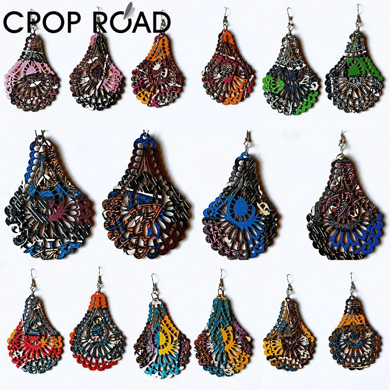 

wood Africa earrings for women hollow Silhouette vintage retro drop earrings women fashion Ethnic accessories drop shipping