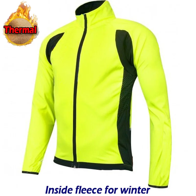 

2021 Winter Men's Outdoors Thermal Long sleeves Cycling Jersey Bike Warm Coat Clothing Motocross Mountain road Green Jacket