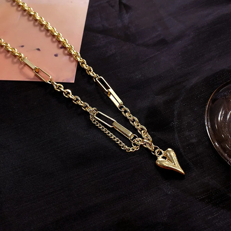 

Origin Summer Mixed Chain Love Heart Necklaces Small Charm Choker Necklaces for Women Vintage Metal Necklace 2020 Jewelry