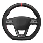 Чехол рулевого колеса автомобиля черная натуральная кожа замша для Seat Leon Cupra R Leon ST Cupra Ateca FR
