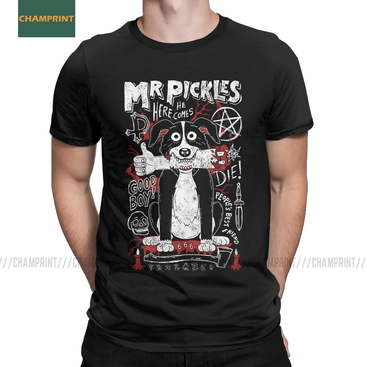 Mr Pickles Men's T Shirts Tv Adult Adultswim Mature Dog Evil Satan Funny Tee Shirt Short Sleeve T-Shirt Cotton 4XL 5XL 6XL