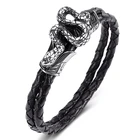 Браслет мужской из натуральной кожи со змеиным принтом, P541