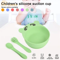 3pcsset children silicone bowl tableware supplies full silicone bowl spoon and fork anti drop toddler baby feeding dishes set