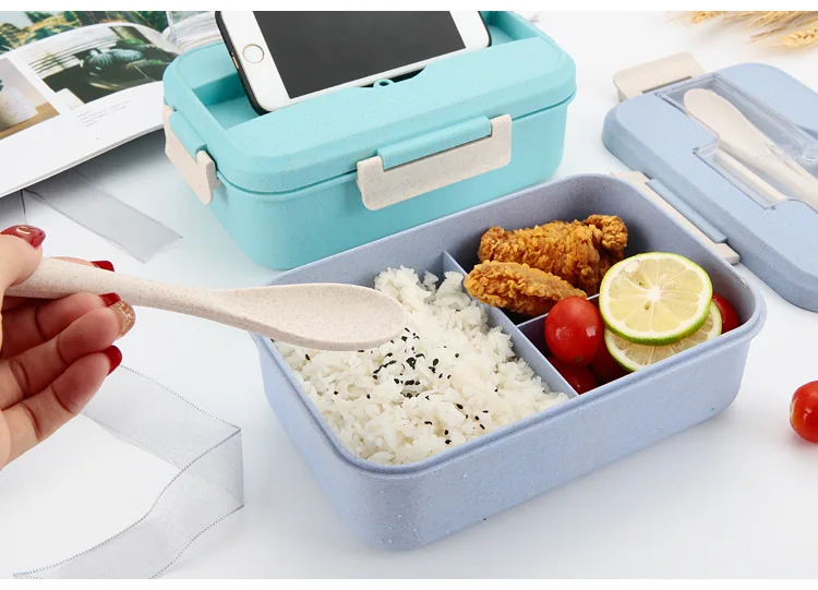 Контейнер для ланча, 3 отделения, Microwavable BPA, горячая еда, оснастки Bento для детей/мальчиков/девочек с столовыми приборами