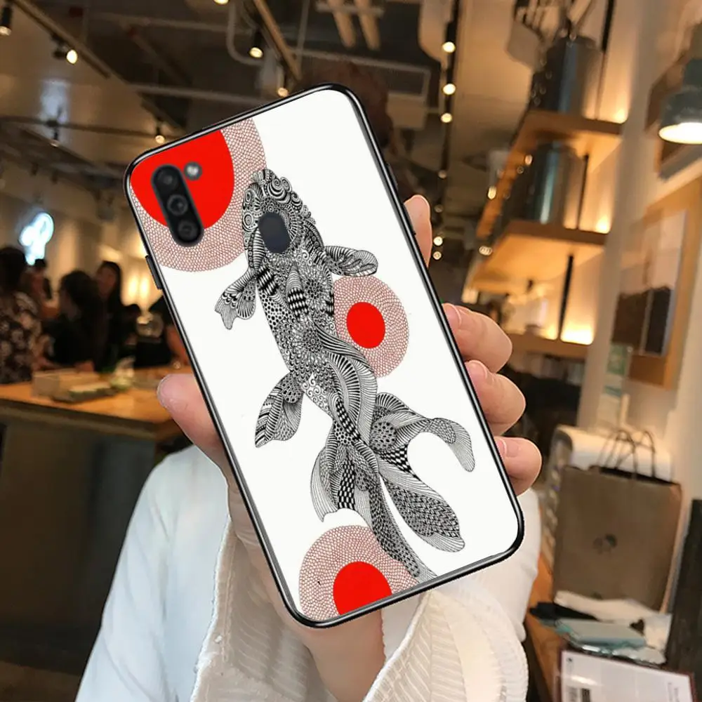 

Bring lucky Fish Mobile Phone Case Hull For Samsung Galaxy M 10 20 21 31 30 60S 31S Black Shell Art Cell Cover TPU