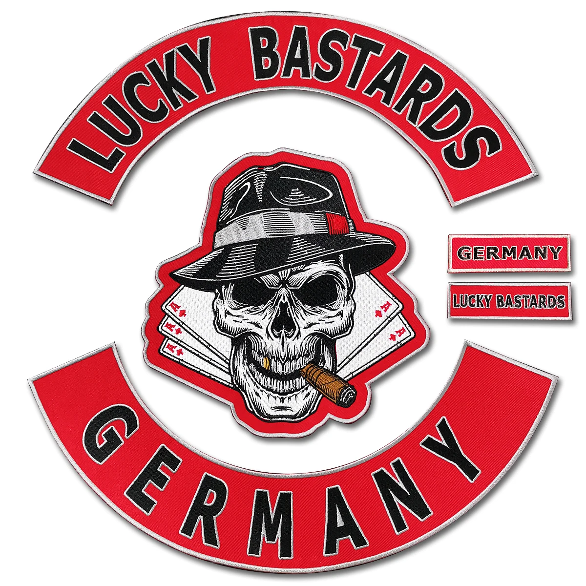 Счастливая дрофы Германия вышитые патчи Череп Байкер Райдер Большой MC мотоцикл