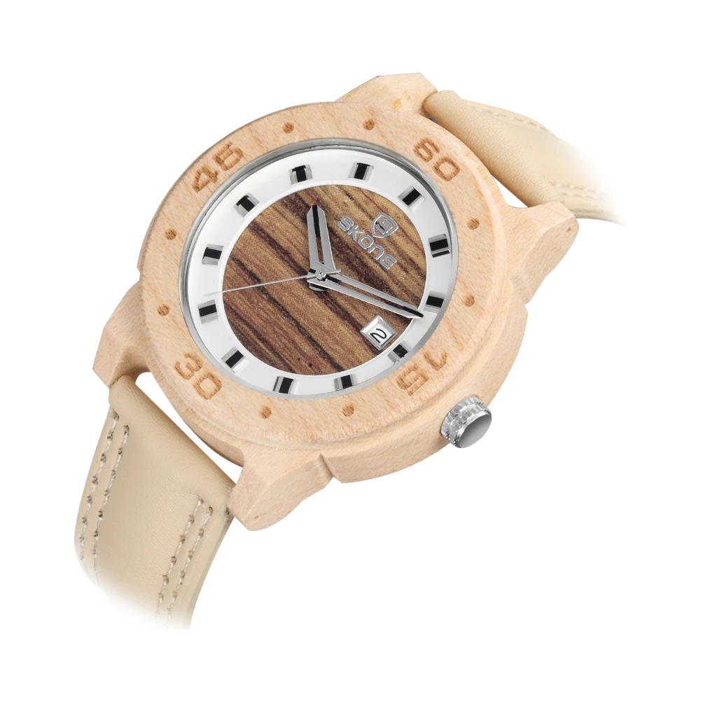 Часы наручные SKONE мужские деревянные брендовые удобные спортивные с ремешком