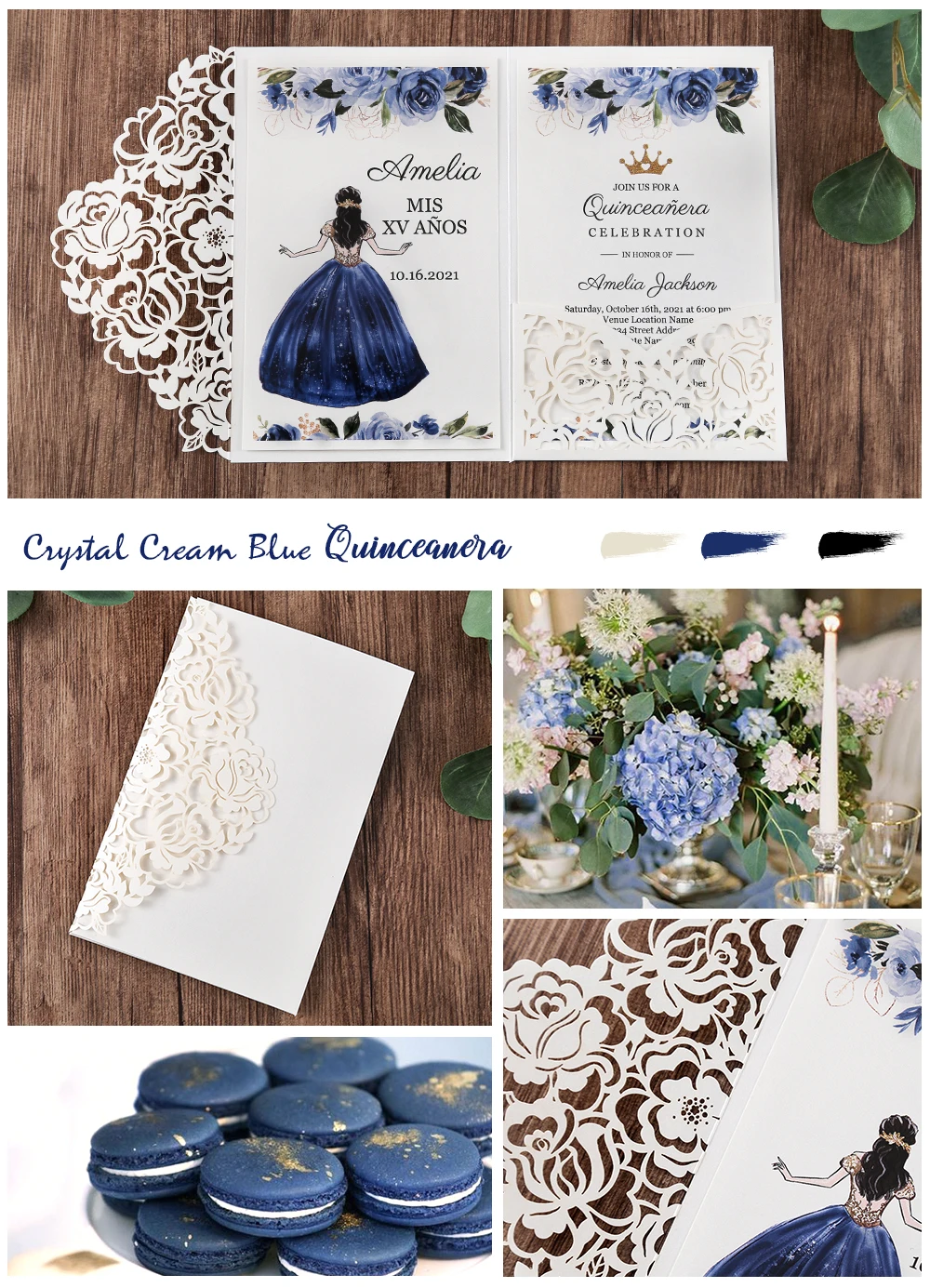 Белый лазерный разрез Цветочные карманные поздравительные карты с конвертом