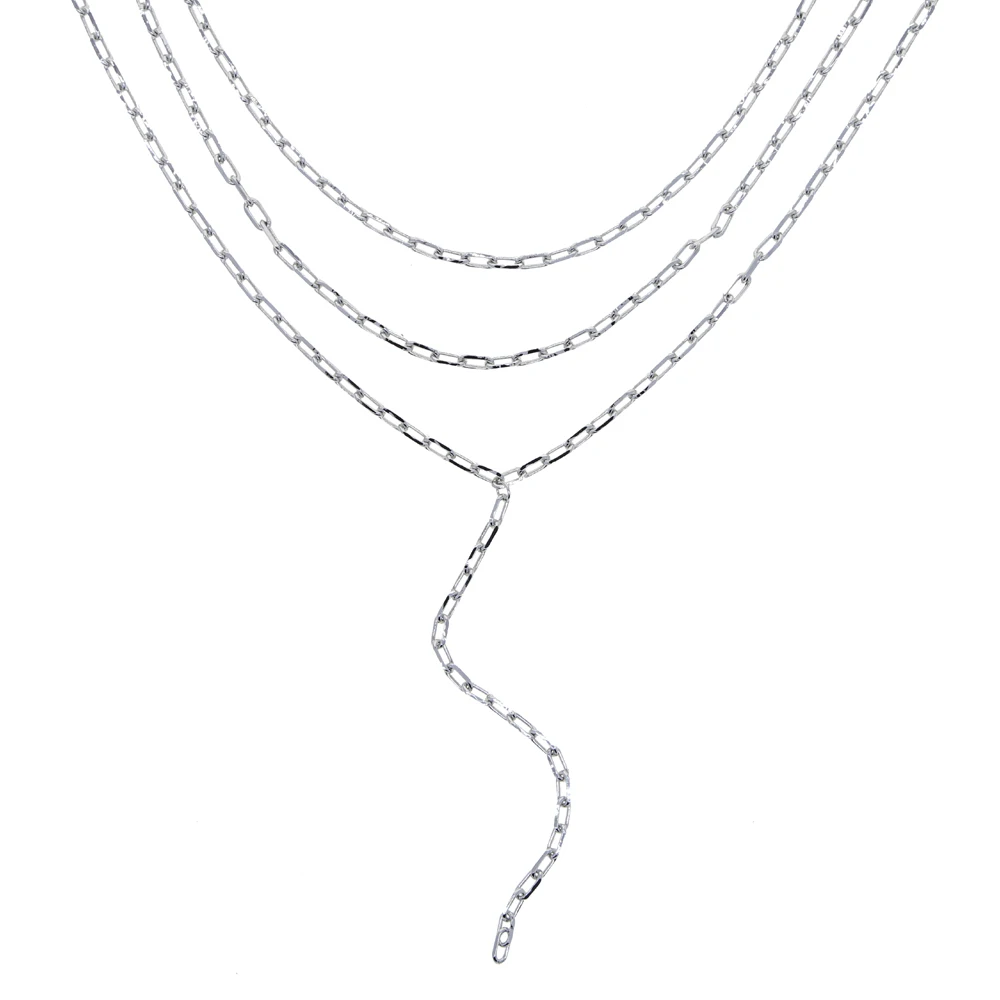 Женское прямоугольное колье трехслойное ожерелье золотистого цвета с открытыми