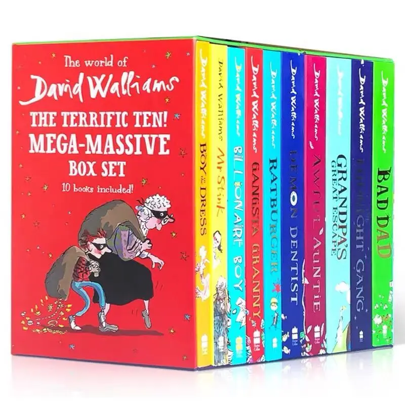 10 Books Box Set English Children'S Novels David Walliams David Juvenile Humorous Growth Novels Kids Reading Story Chapter Book