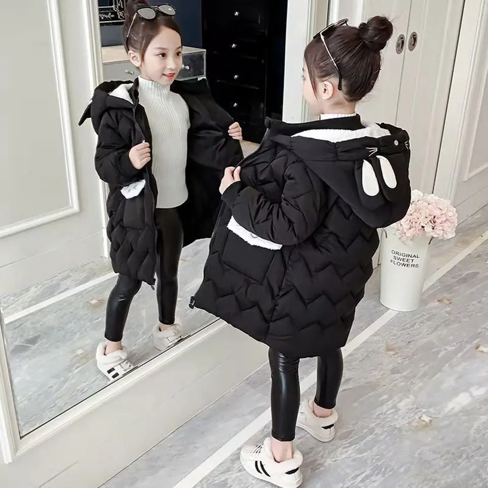 

Children Down Coat Winter Teenage Baby Girls Cotton-padded Parka & Coats Thicken Warm Long Jackets Toddler Kids Girl Outerwear