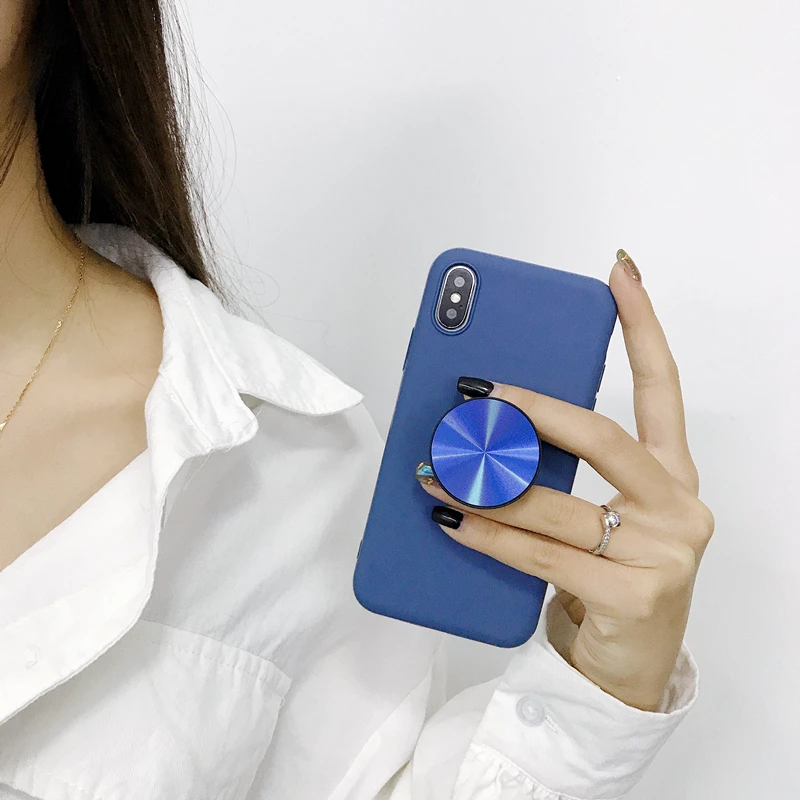 Круглая подставка для телефона металлический цветной однотонный дизайн Iphone