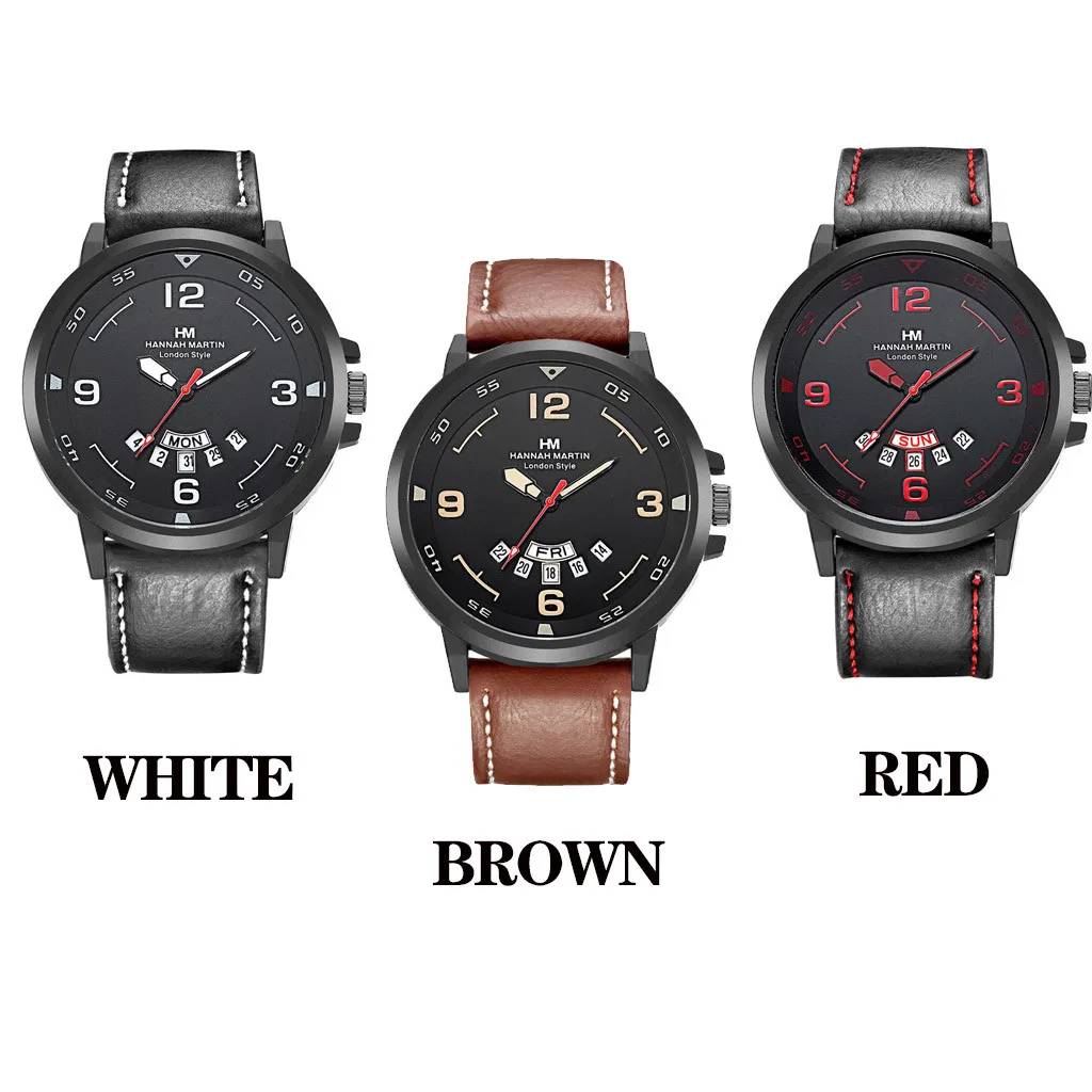 Мужские часы с хронографом модные классические спортивные кожаным ремешком и