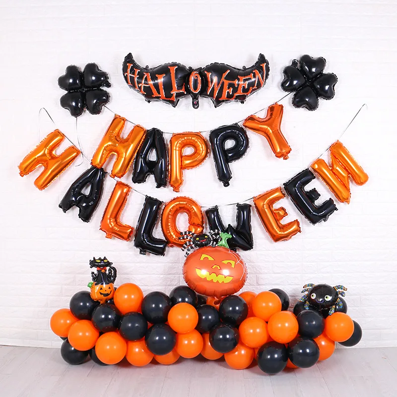 

Украшение для вечевечерние НКИ на Хэллоуин набор воздушных шаров KTV Bar со скелетом-тыквой привидение для торгового центра украшение для сце...