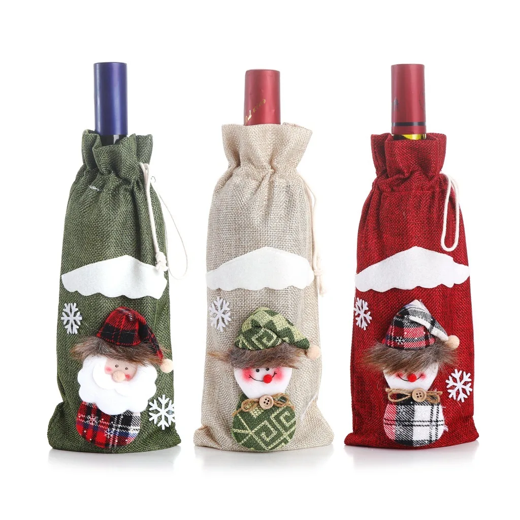 

Christmas Decorations for Home Santa Claus Wine Bottle Cover Snowman Stocking Gift Holders Xmas Navidad Decor New Year
