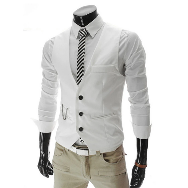 HEFLASHOR платье без рукавов жилеты для мужчин Slim Fit Мужская жилетка костюм жилет Homme