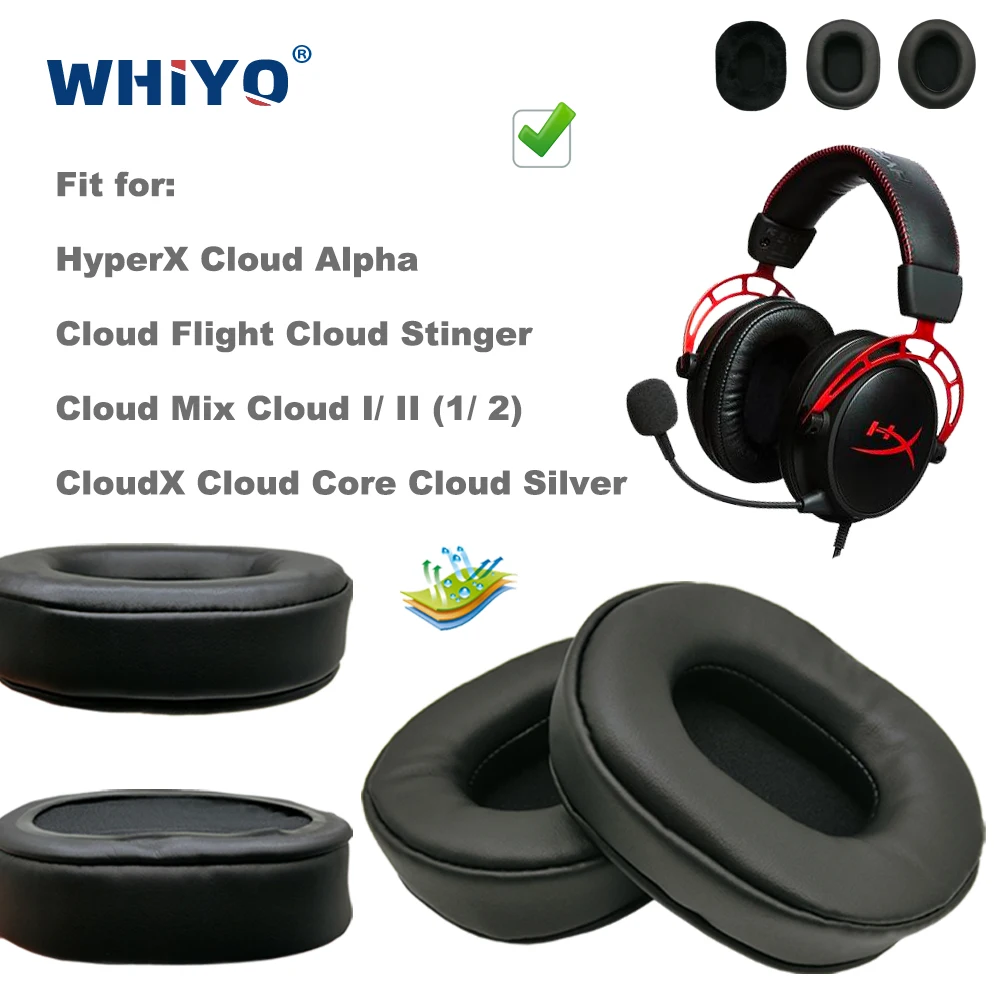 

Replacement Ear Pads for HyperX Cloud Alpha Cloud Flight Stinger Mix Cloud I/ II (1/ 2) CloudX Cloud Core Silver Earmuff